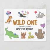1e verjaardag Wild One Oerwoud Safari Animals Briefkaart (Voorkant)