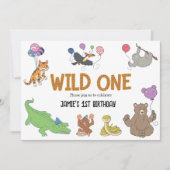 1e verjaardag Wild One Oerwoud Safari Animals Kaart (Voorkant)