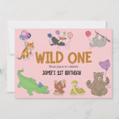 1e verjaardag Wild One Oerwoud Safari Animals Kaart (Voorkant)