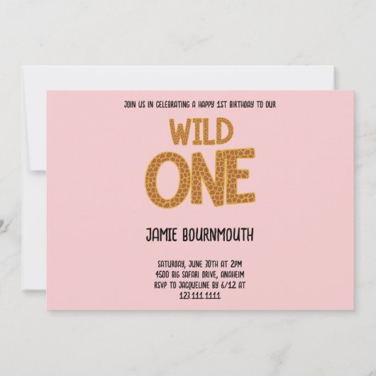 1e verjaardag Wild One Oerwoud Safari Animals Kaart (Achterkant)