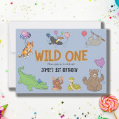 1e verjaardag Wild One Oerwoud Safari Animals Kaart