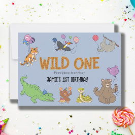 1e verjaardag Wild One Oerwoud Safari Animals Kaart