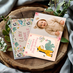 1e Verjaardag Wild One Party met Baby Foto Kaart