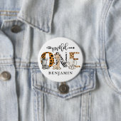 1e verjaardag Wild One Safari Dieren Thema Ronde Button 7,6 Cm (In situ)