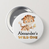 1e verjaardag Wild One Safari Tiger thema Ronde Button 7,6 Cm (Voorkant /achterkant)