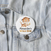 1e verjaardag Wild One Safari Tiger thema Ronde Button 7,6 Cm (In situ)