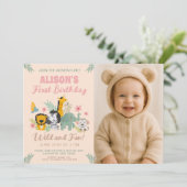 1e Verjaardag Wild Safari Style Animal Oerwoud The Kaart (Staand voorkant)