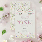 1e verjaardag Wildflower draait één vlinder Kaart