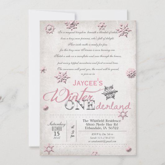 1e Verjaardag Winter Onederland Uitnodiging (Voorkant)