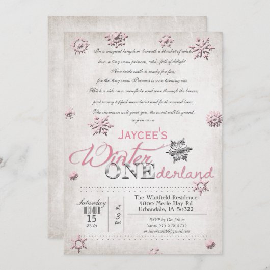 1e Verjaardag Winter Onederland Uitnodiging (Voorkant / Achterkant)