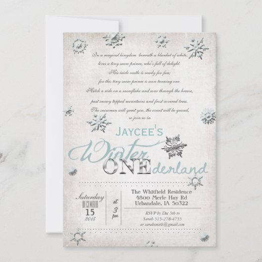 1e Verjaardag Winter Onederland Uitnodiging (Voorkant)