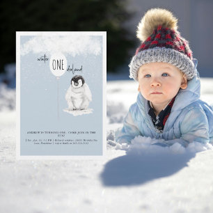 1e verjaardag Winter Wonderland Blauwe Verjaardags Kaart