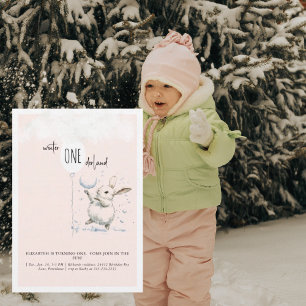 1e verjaardag Winter Wonderland Blush verjaardag  Kaart