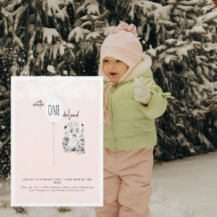 1e verjaardag Winter Wonderland Luipaard Verjaarda Kaart