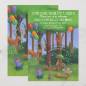 1e verjaardag Woodland Animals Party Kaart (Voorkant / Achterkant)