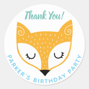 1e verjaardag Woodland Dieren Fox Dank u Ronde Sticker