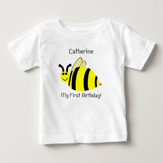 1e Verjaardag Yellow Bumble Bee Kinderen Shirt (Voorkant)
