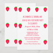 1e Verjaardag Zeer Berry Schattige Aardbei Party M Kaart (Voorkant / Achterkant)