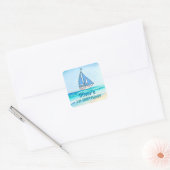 1e verjaardag zeilboot vierkante sticker (Envelop)