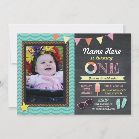 1e verjaardag zomer Lolly Swim Foto: Uitnodiging (Voorkant)