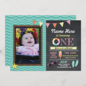 1e verjaardag zomer Lolly Swim Foto: Uitnodiging (Voorkant / Achterkant)