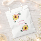 1e verjaardag Zonnebloem Roze Bloemen gepersonalis Bedankzakje (Geknipt)