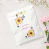 1e verjaardag Zonnebloem Roze Bloemen gepersonalis Bedankzakje (Gezegeld)