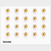 1e verjaardag Zonnebloem Roze Bloemen gepersonalis Ronde Sticker (Vel)