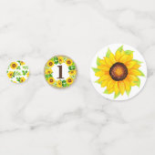 1e verjaardag Zonnebloem Rustic Wood Eén foto Confetti (Achterkanten)