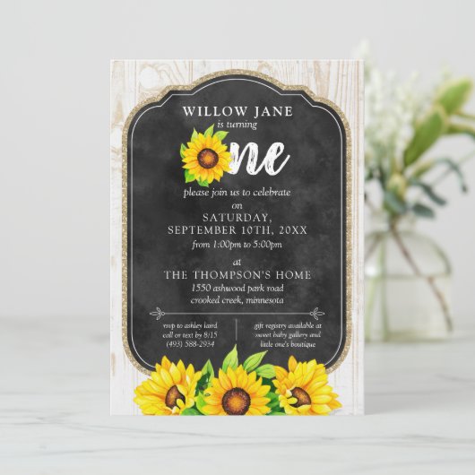 1e verjaardag Zonnebloem & Rustige Boerderij van h Kaart (Staand voorkant)