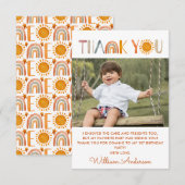 1e verjaardag Zonneschijn Watercolor Bedank Foto Bedankkaart (Voorkant / Achterkant)