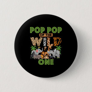 1e verjaardag Zoo Safari Jungle Pop Pop Of The Wil Ronde Button 5,7 Cm