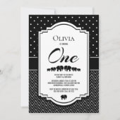 1e verjaardag zwart wit feest kaart (Voorkant)