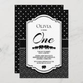 1e verjaardag zwart wit feest kaart (Voorkant / Achterkant)