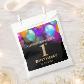 1e verjaardag Zwarte en gouden ballonnen Bedankzakje (Geknipt)