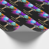 1e verjaardag Zwarte en gouden ballonnen Cadeaupapier (Hoek)