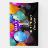 1e verjaardag Zwarte en gouden ballonnen Spandoek (Verticaal)