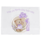 1e Verjaardags Meisje Paarse Naam Gift Bag Groot Cadeauzakje (Achterkant)