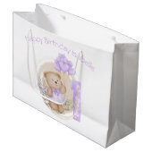 1e Verjaardags Meisje Paarse Naam Gift Bag Groot Cadeauzakje (Voorkant Gekanteld)