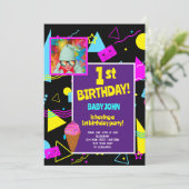 1e verjaardags retro kleurrijke Kinder feestvierin Kaart (Staand voorkant)