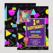 1e verjaardags retro kleurrijke Kinder feestvierin Kaart (Voorkant / Achterkant)