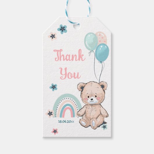 1e Verjaardagscadeau Labels met schattige teddybee Cadeaulabel (Voorkant)