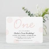 1e VERJAARDAGSFEEST baby roze meisje ONE polka dot Kaart (Staand voorkant)