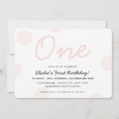 1e VERJAARDAGSFEEST baby roze meisje ONE polka dot Kaart (Voorkant)
