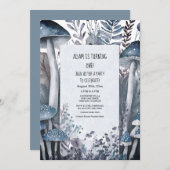 1e Verjaardagsfeest Blauwe Paddenstoelen Boho Boss Kaart (Voorkant / Achterkant)