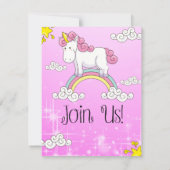 1e verjaardagsfeest Eenhoorn Uitnodiging (Achterkant)