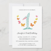 1e Verjaardagsfeest Floral Botanical Butterfly Kaart (Voorkant)