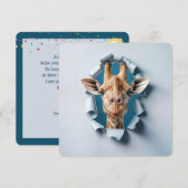 1e verjaardagsfeest Giraffe in een gescheurd papie Kaart (Voorkant / Achterkant)