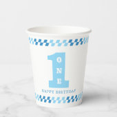 1e Verjaardagsfeest Jongens Blauw Een Papieren Bekers (Achterkant)