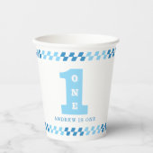 1e Verjaardagsfeest Jongens Blauw Een Papieren Bekers (Voorkant)